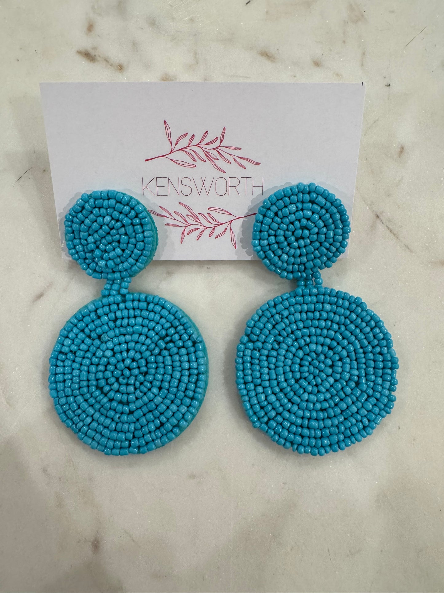 Beaded Circle Earrings- Turquoise