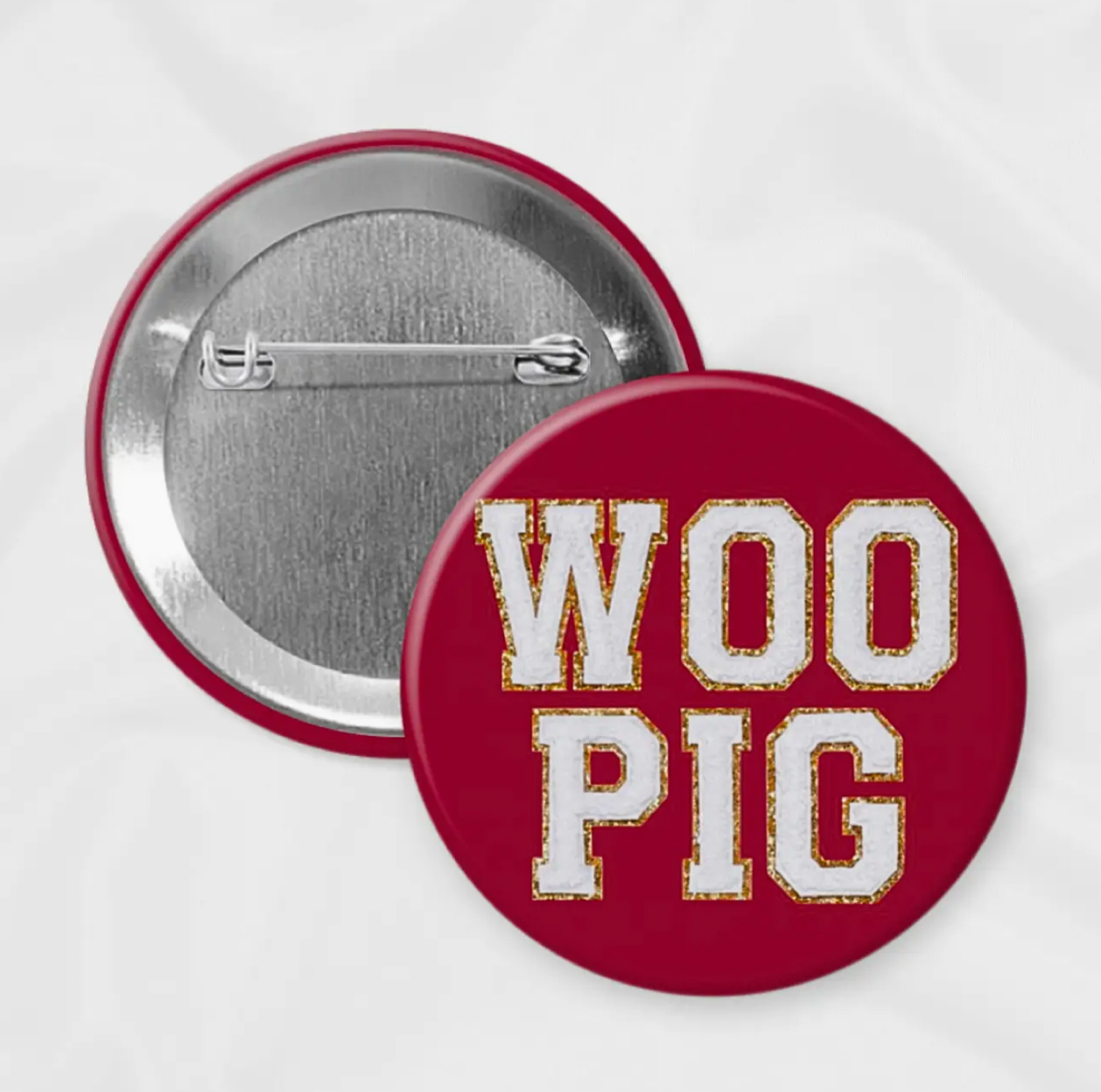 Arkansas Game Day Button | Woo Pig Chenille Letters