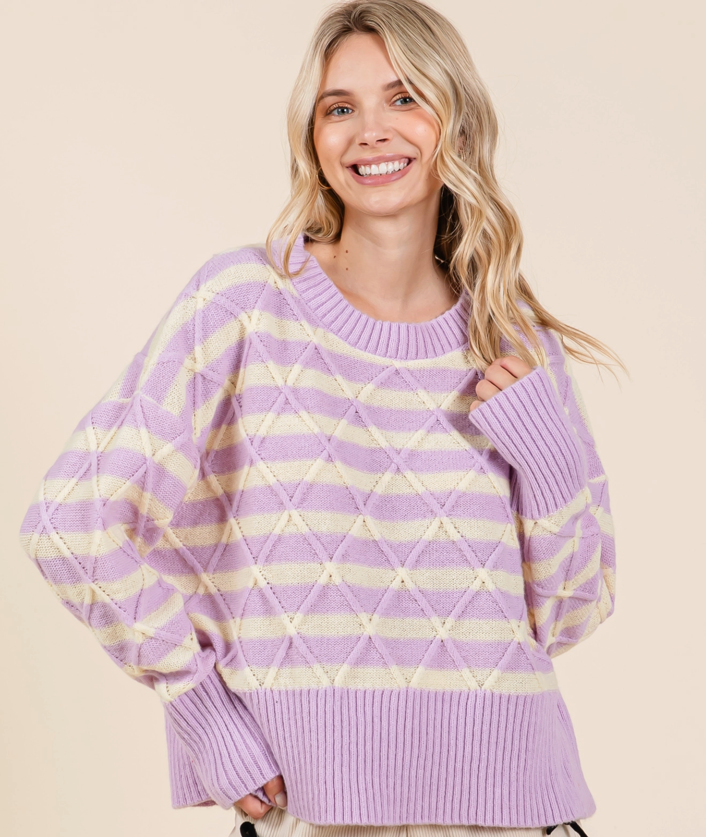 Stripe Argyle Knit Sweater