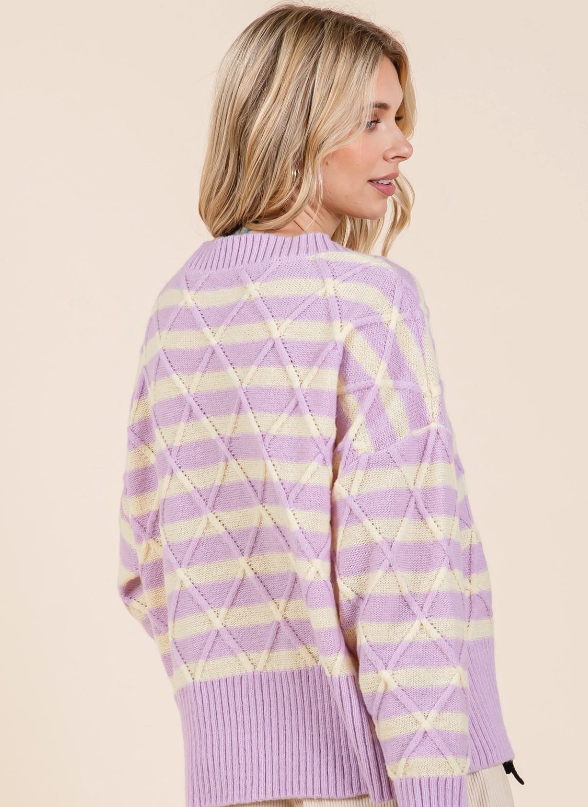 Stripe Argyle Knit Sweater
