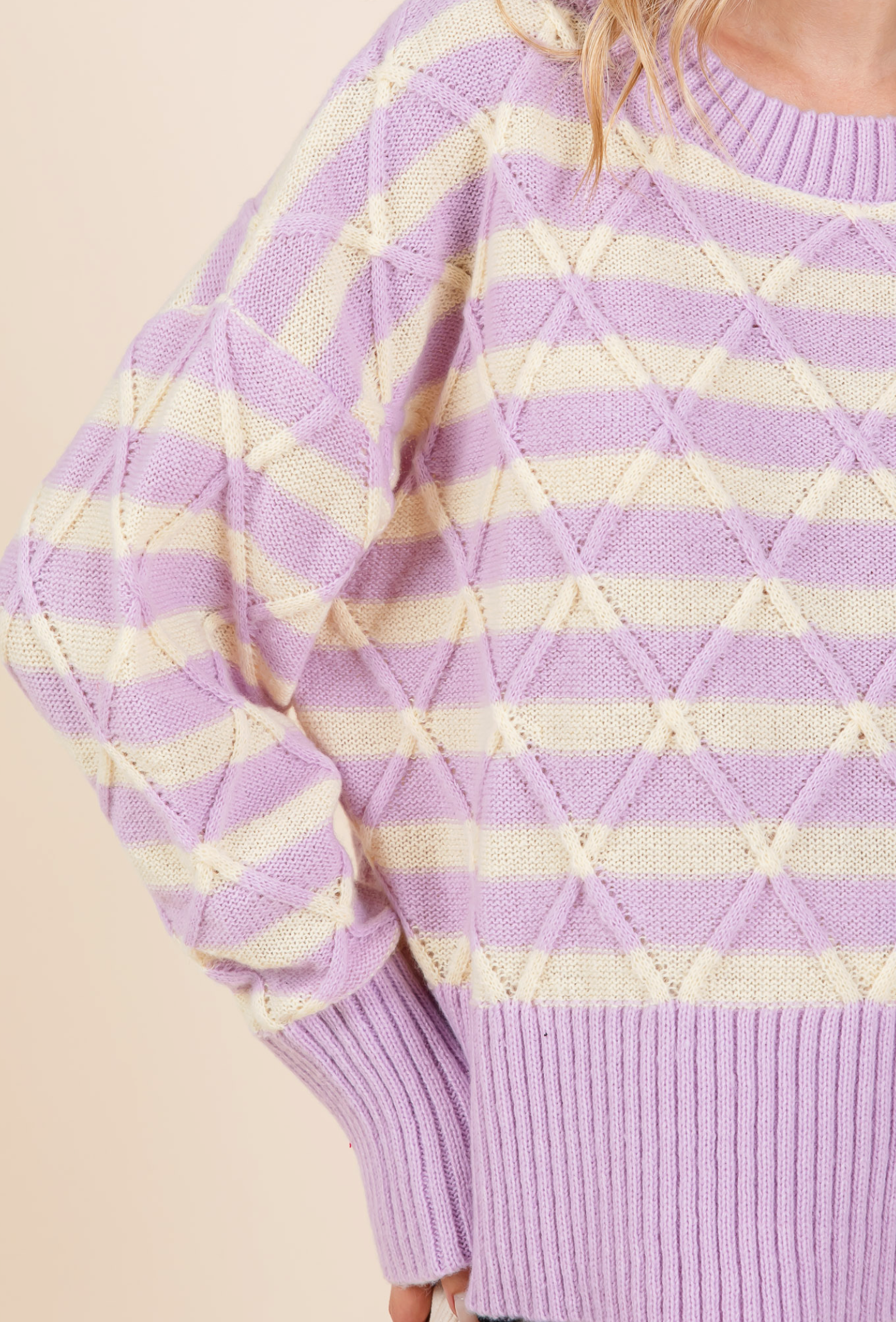 Stripe Argyle Knit Sweater