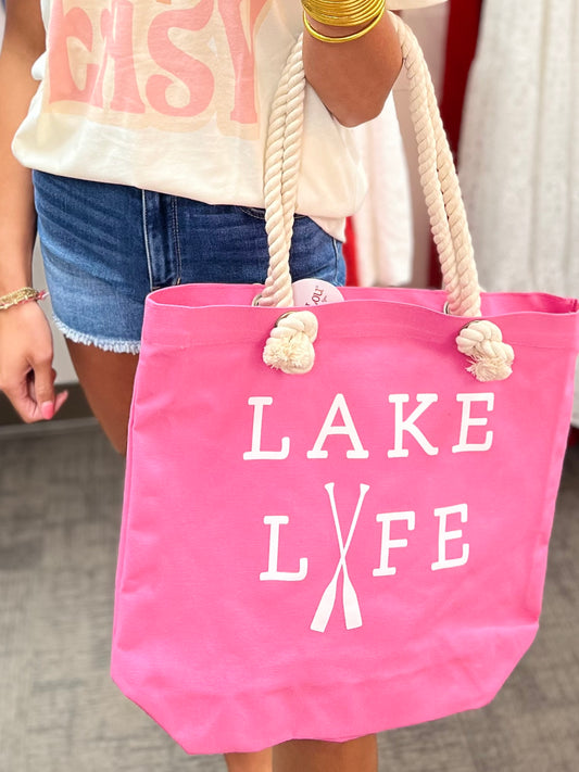 Lake Life Castaway Tote- Pink
