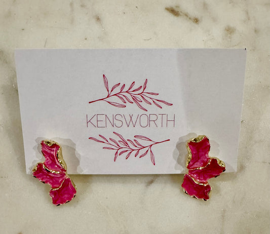 Half Flower Stud Earring- Pink