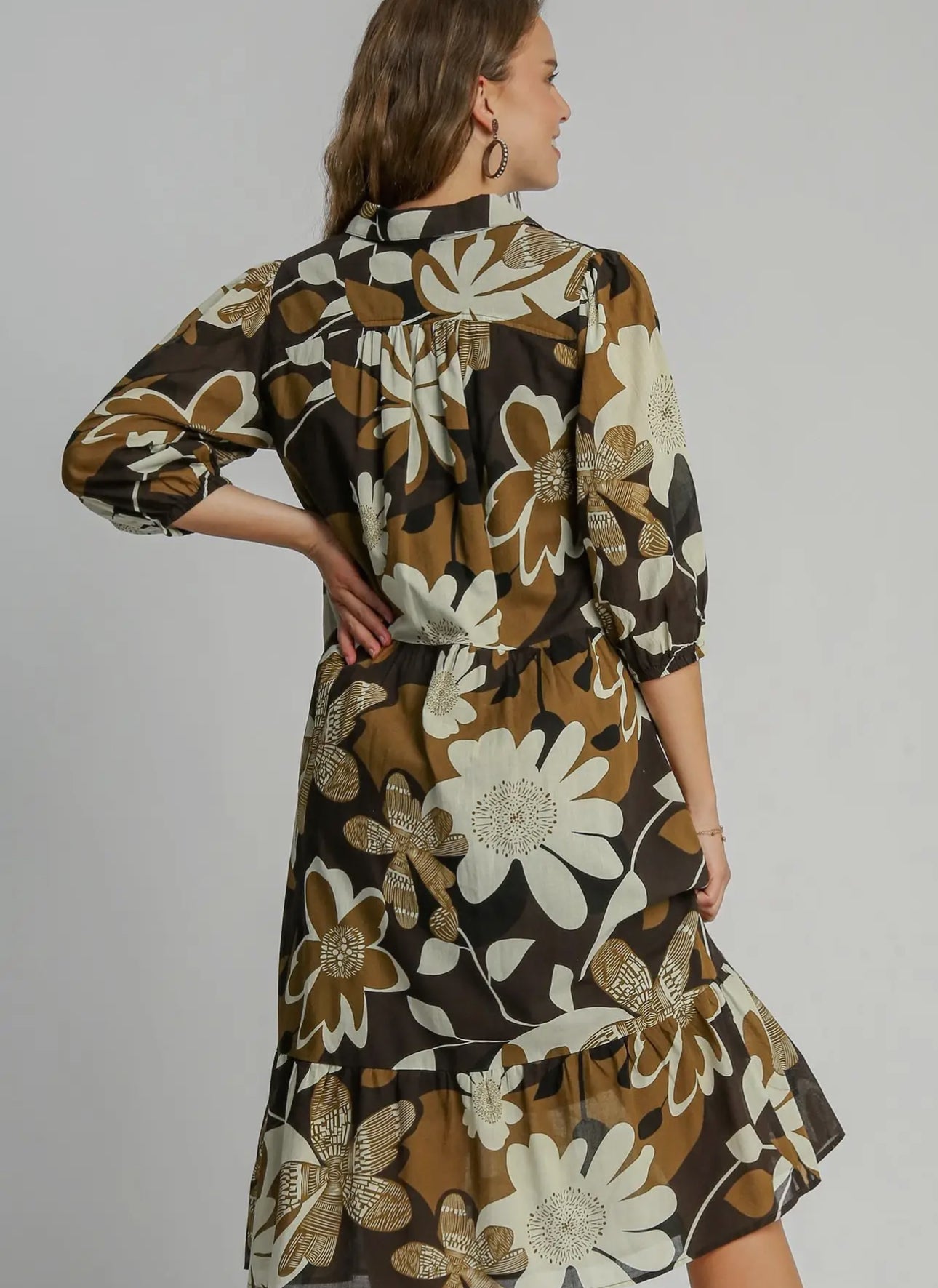 Floral Abstract Print Tiered Dress