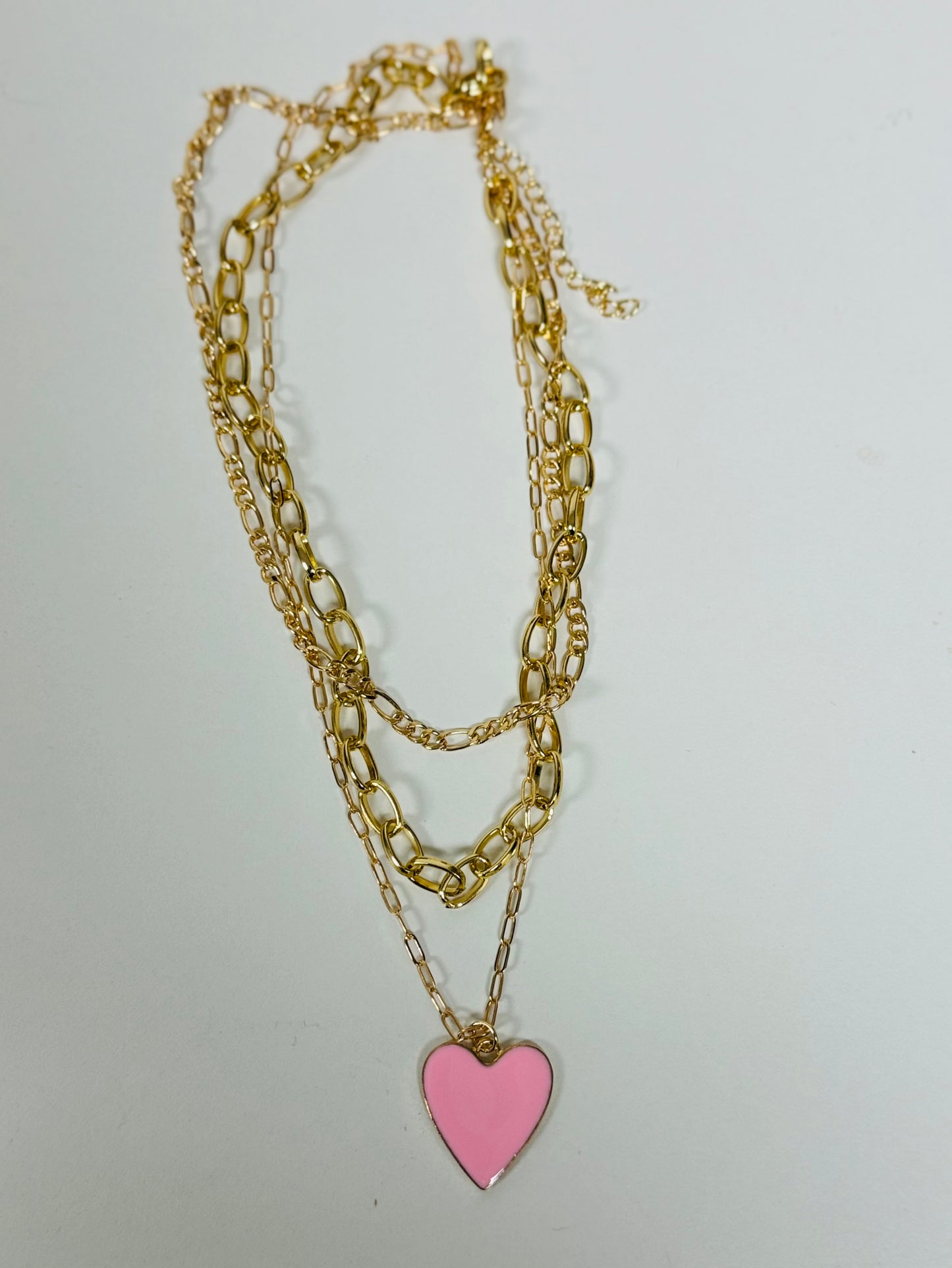 Pink Heart Chain Necklace