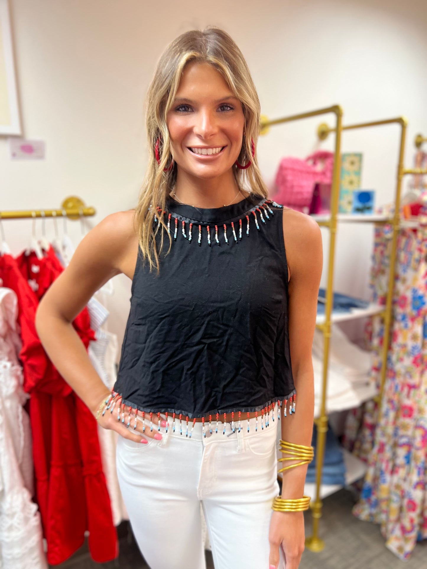 Linen Beaded Top