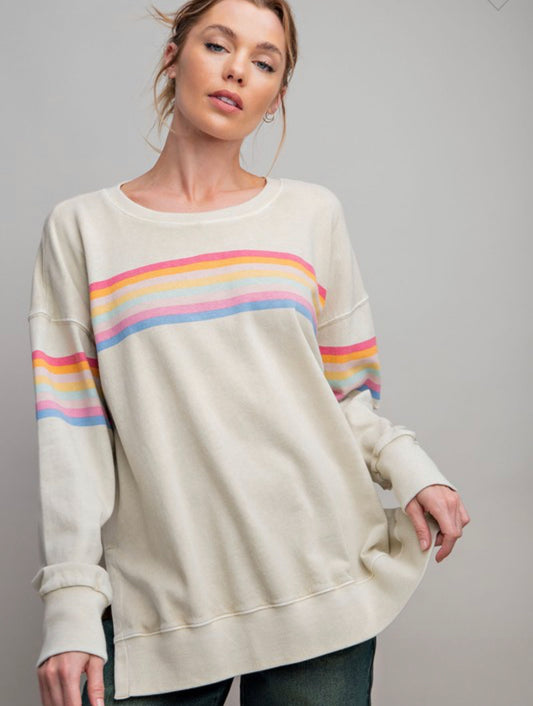 Rainbow Washed Terry Pullover