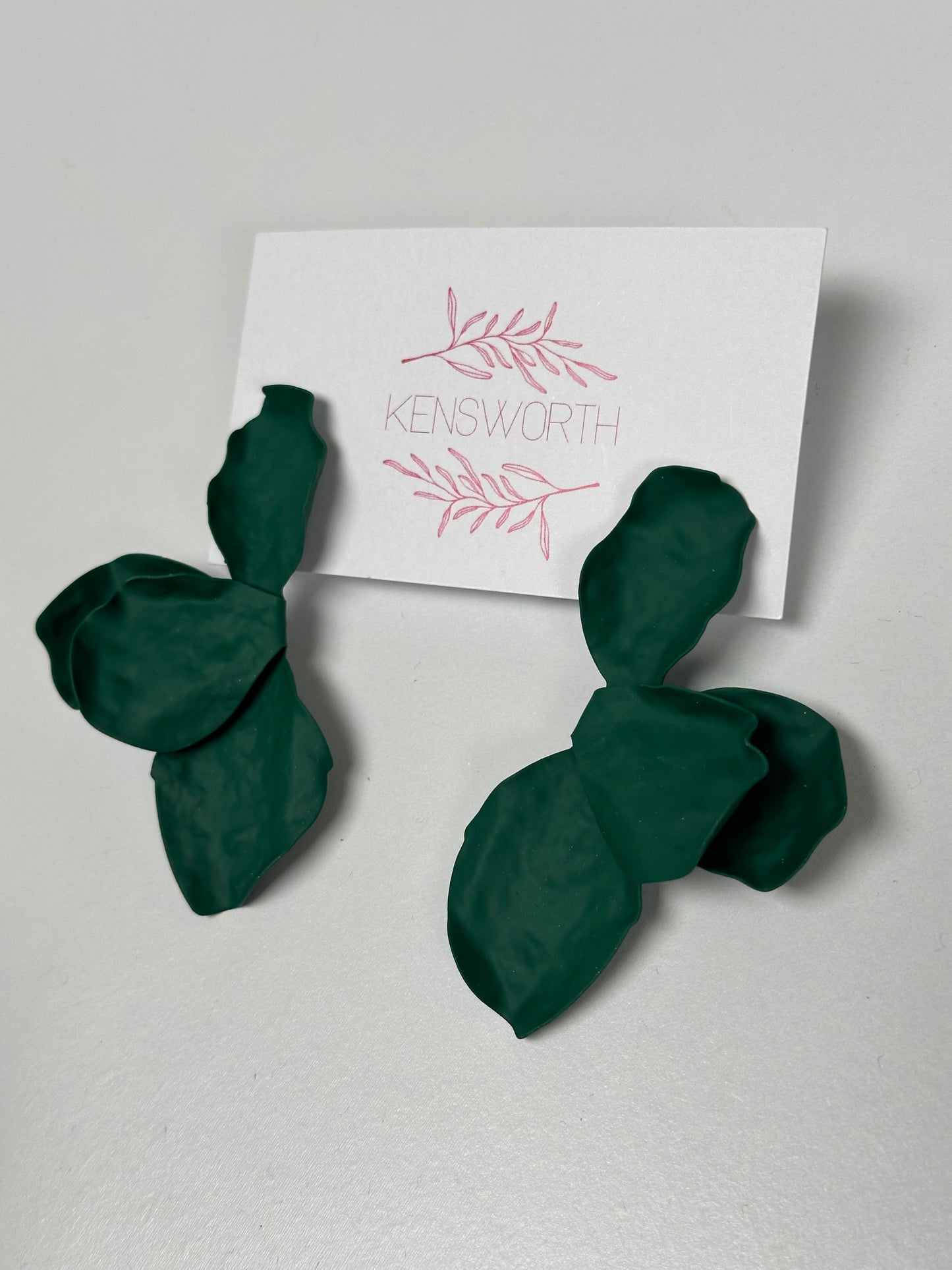 Half Flower Christmas Green Earrings