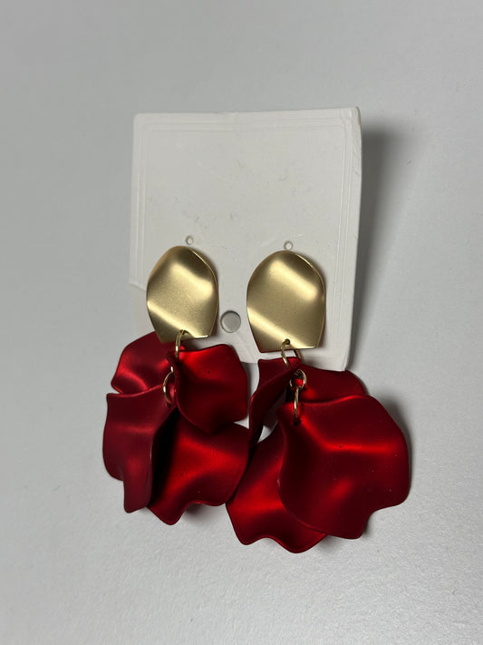 Triple Petal Flower Earring- Red