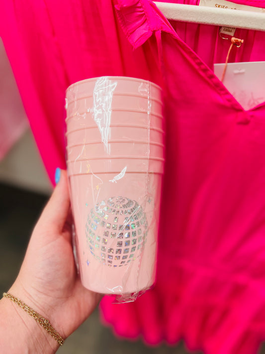 Pink Plastic Disco Cups