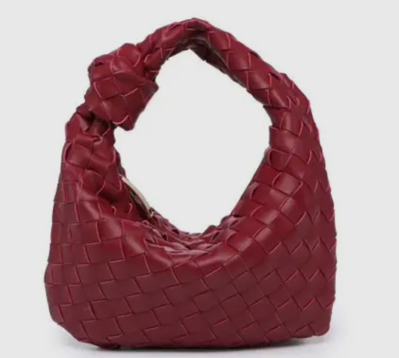 Ava Woven Knotted Hand Bag- Burgundy