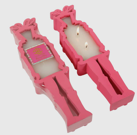 Berries & Balsam Pink Wooden Nutcracker Candle