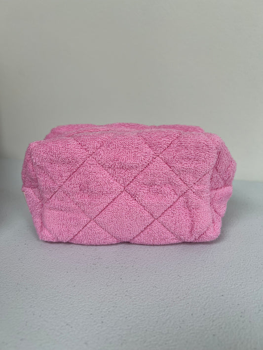 Terry Cloth Cosmetic Bag- Small Pink