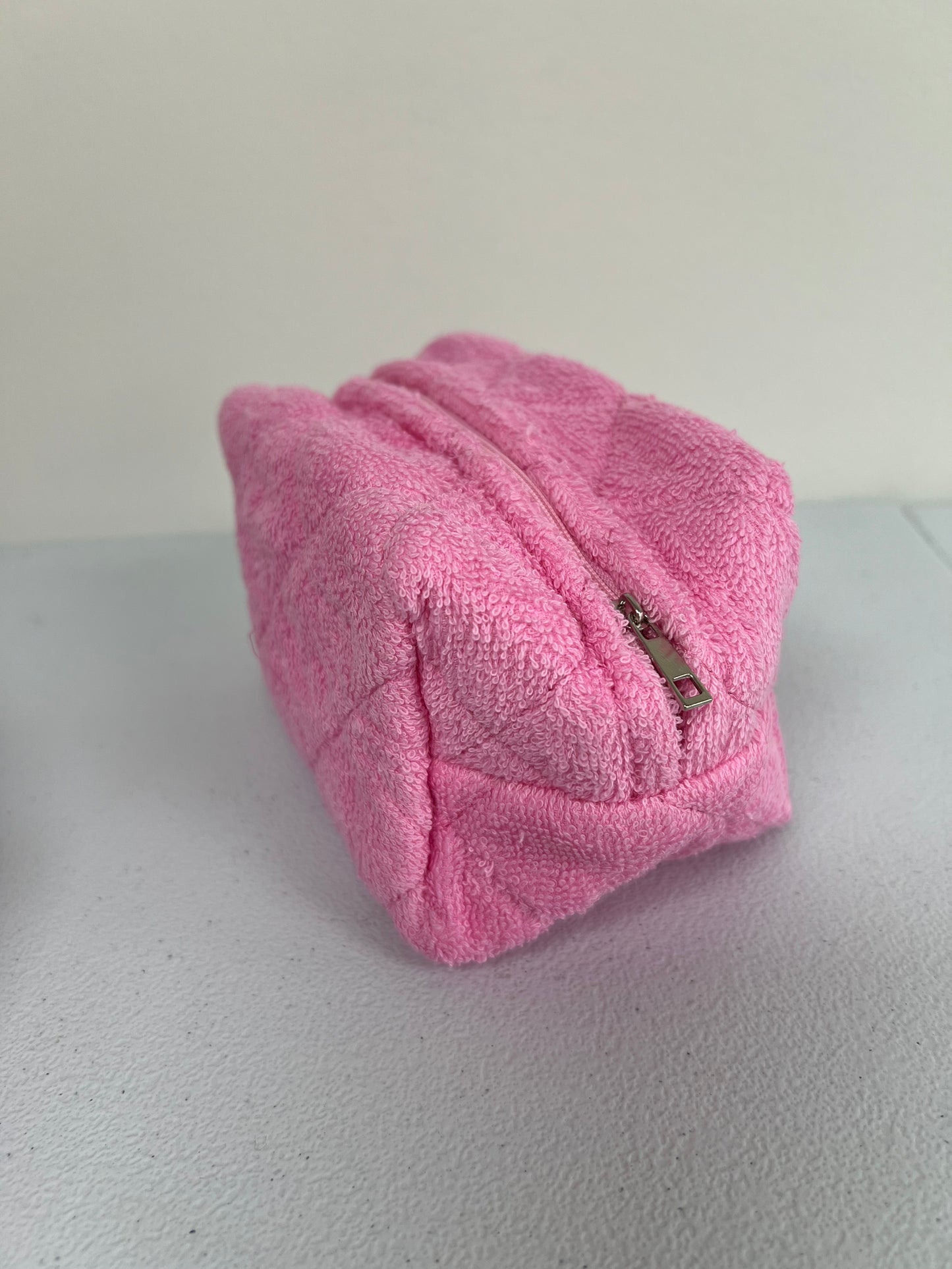 Terry Cloth Cosmetic Bag- Small Pink