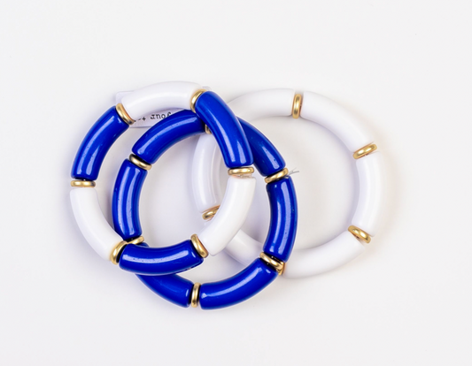 Blue and White Chunky Tube Bracelet