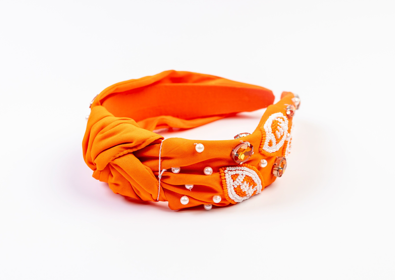 Orange FOOTBALL Beaded Headband