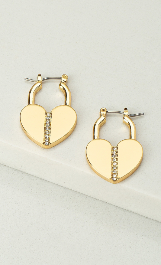 Metal Heart Lock Earrings