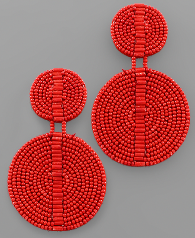 Bugle & Seed Bead Double Disc Earrings