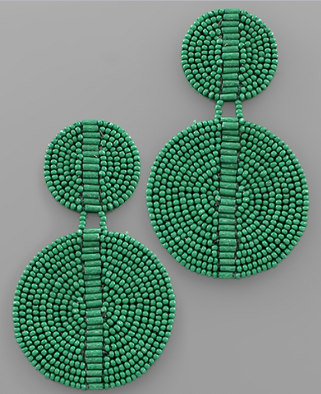 Bugle & Seed Bead Double Disc Earrings