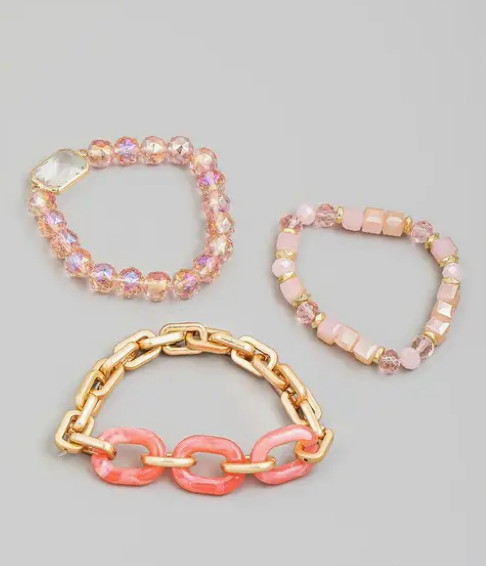 Assorted Chain Box Bead Stackable Bracelet