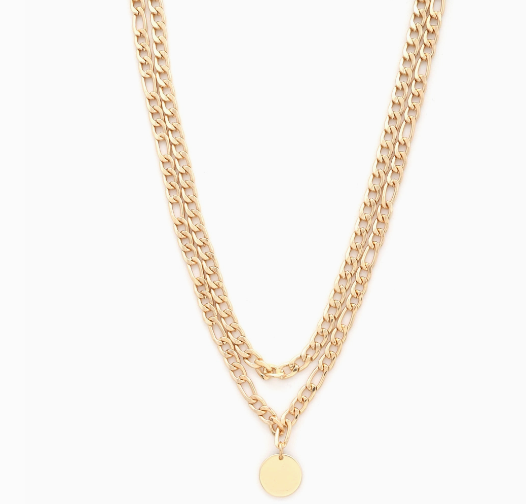 Coin Charm Fiagaro Link Layered Necklace
