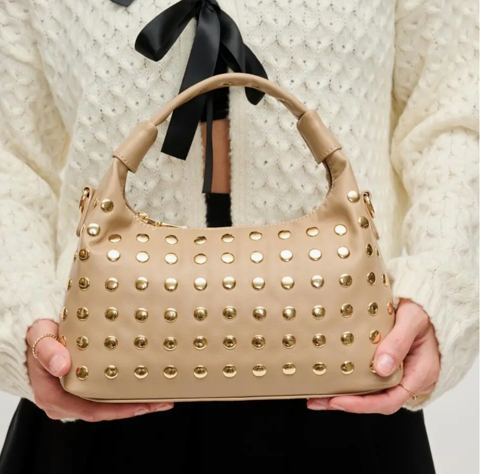 Beckette Studded Crossbody- Natural