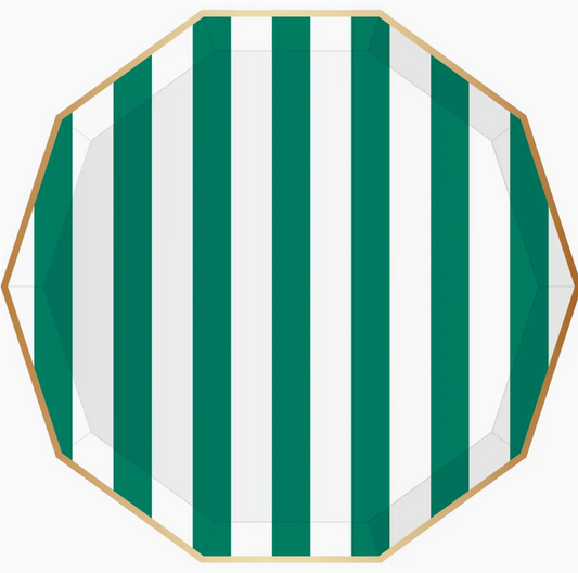 Emerald Green Signature Cabana Stripe Plates