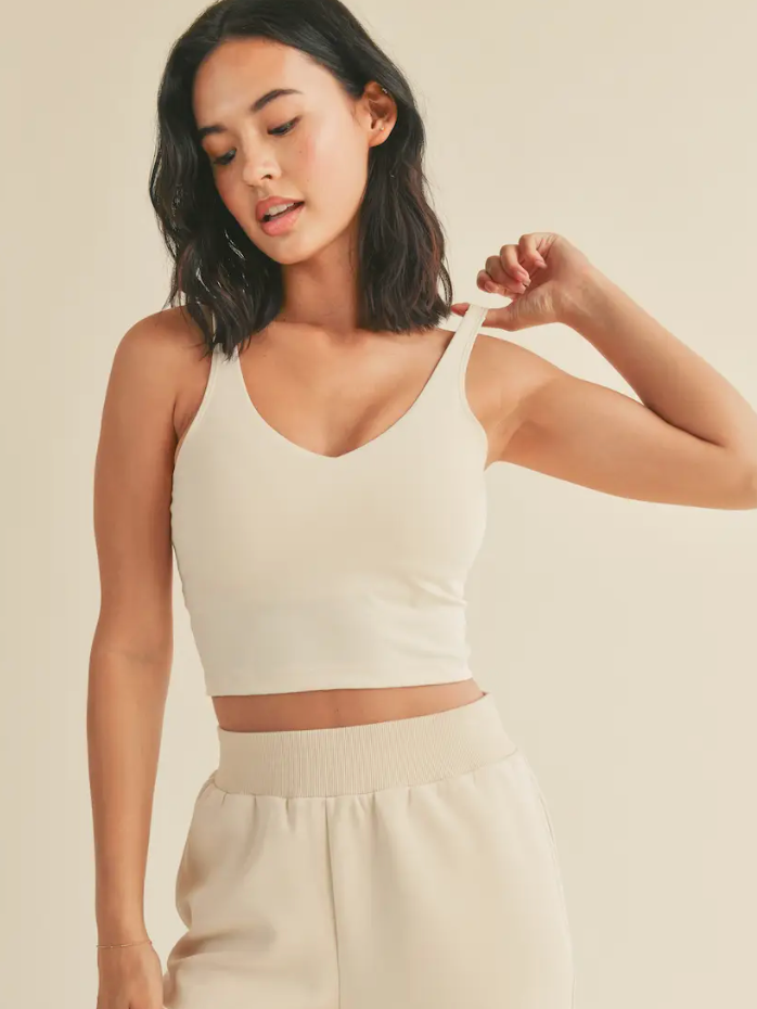 Aligned Performance Cropped Tank Top- Cream