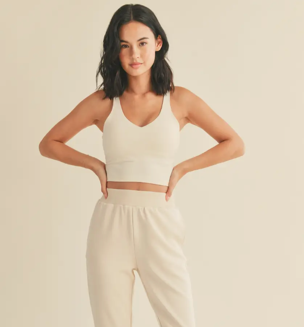 Aligned Performance Cropped Tank Top- Cream