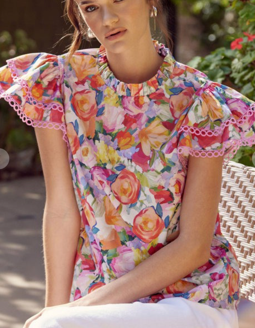 Floral Print Cap Sleeve Top