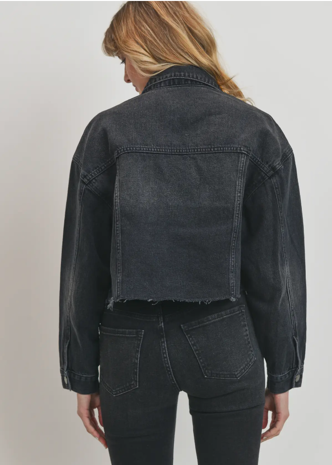 Cropped Black Denim Jacket