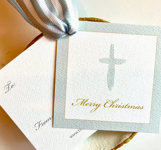 Watercolor Cross Merry Christmas Gift Tag