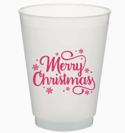 Merry Christmas in Pink - 16oz Frost Flex Cups