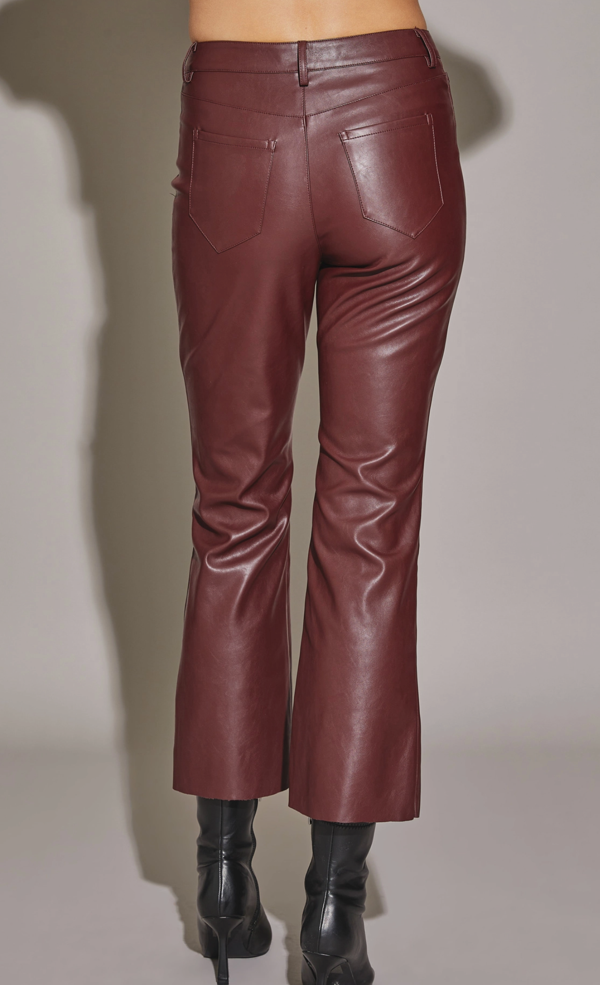 Crop Leather Flare - Merlot