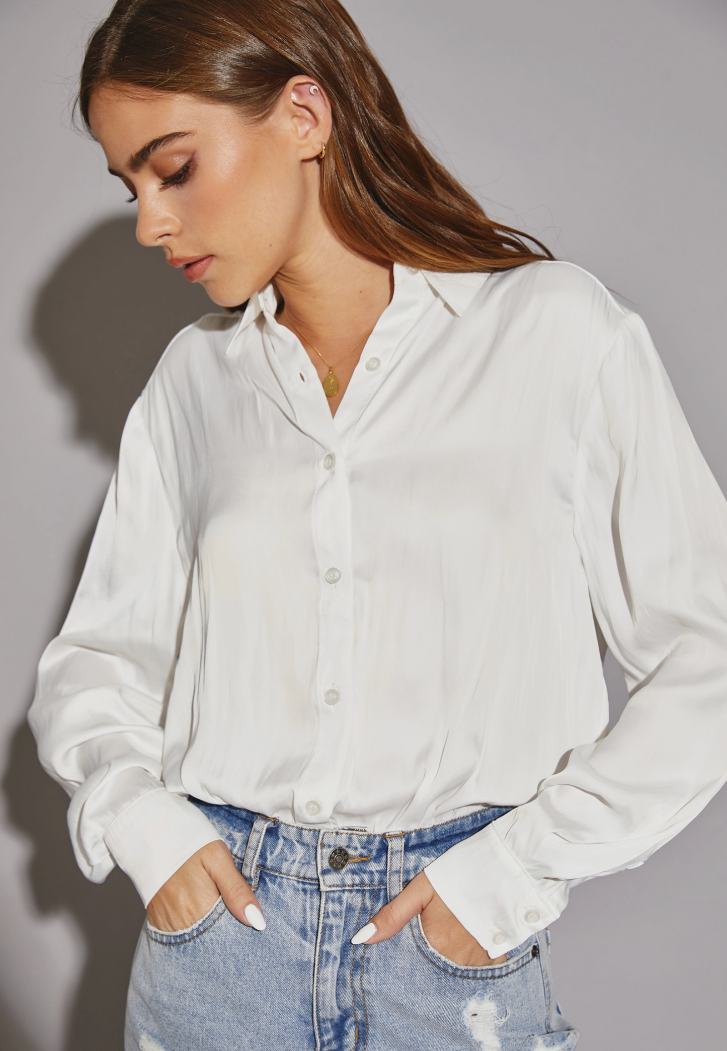 V- Neck Button Down Bodysuit