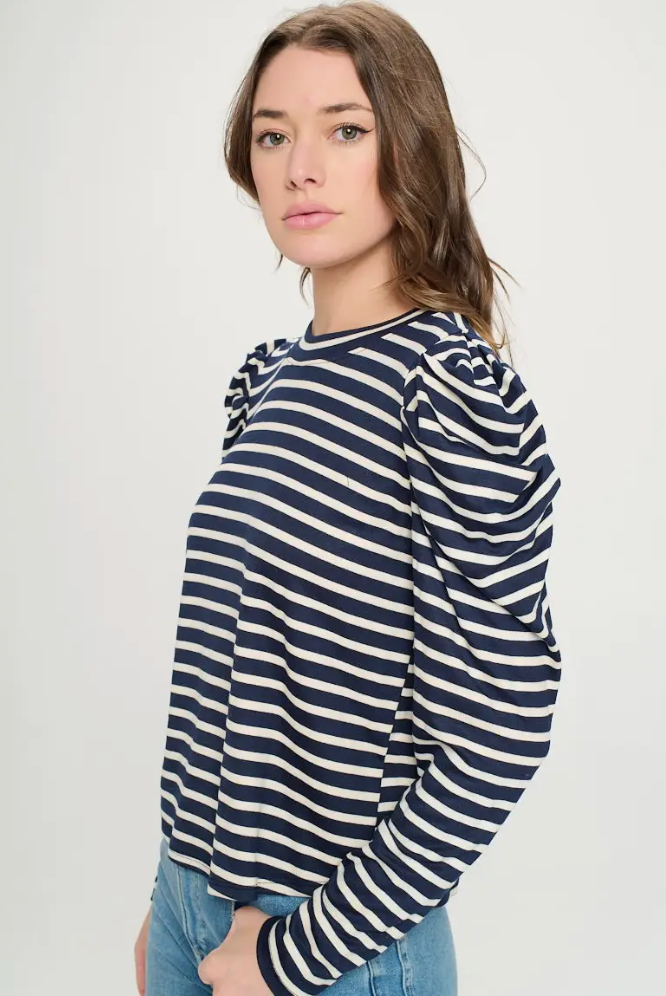 Caroline Striped Puff Sleeve Top