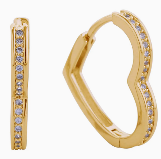 Sleek Heart Pave Cz Huggie Earrings