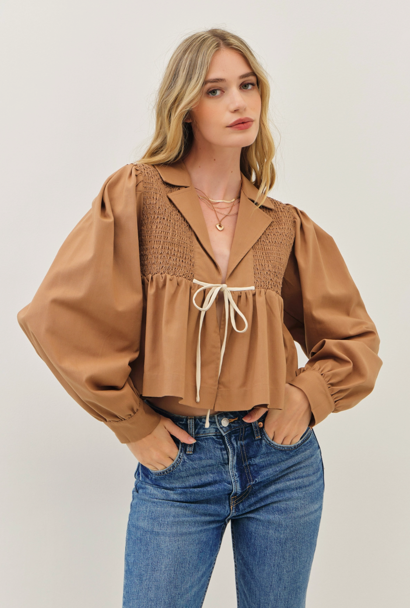 Chloe Soft Linen Smocked Blouse