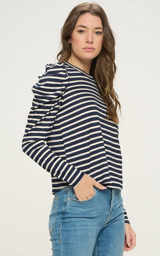 Caroline Striped Puff Sleeve Top