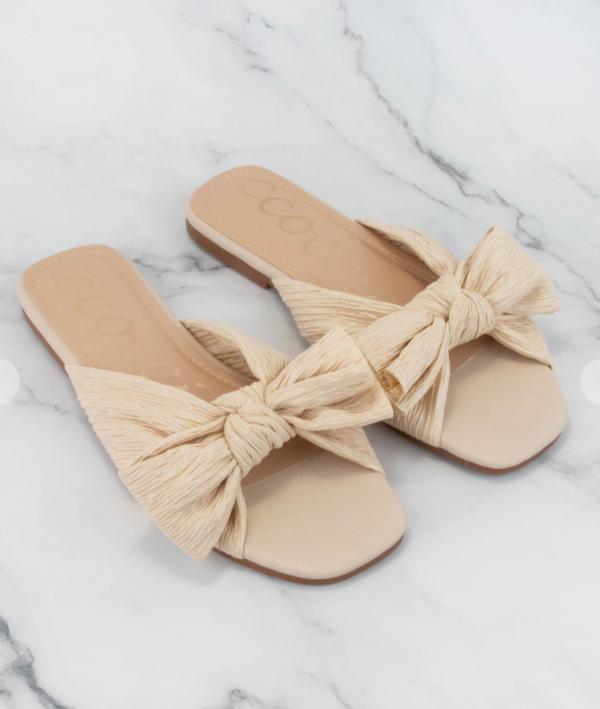 Reed Pleated Bow Sandal